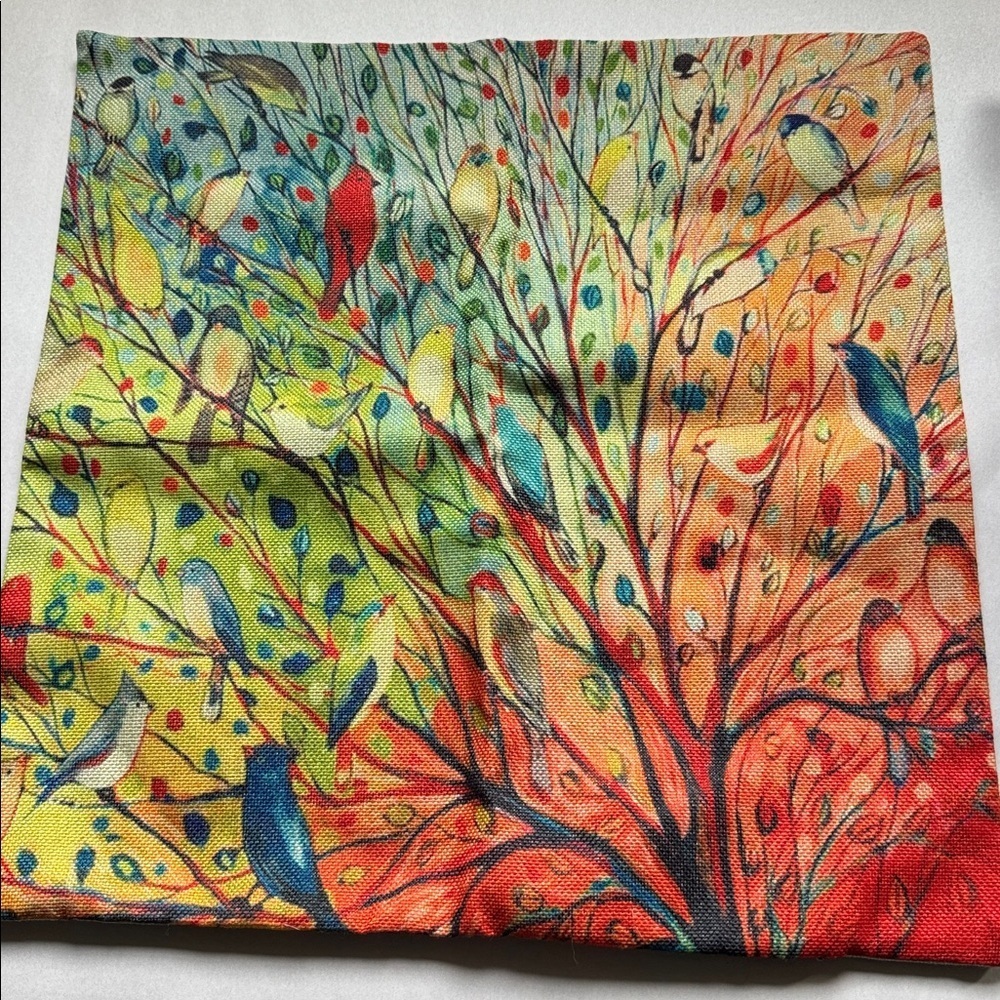 Bohemian Nature Birds Throw Pillow Cover Case Sham 17’X 17’ Botanical canvas